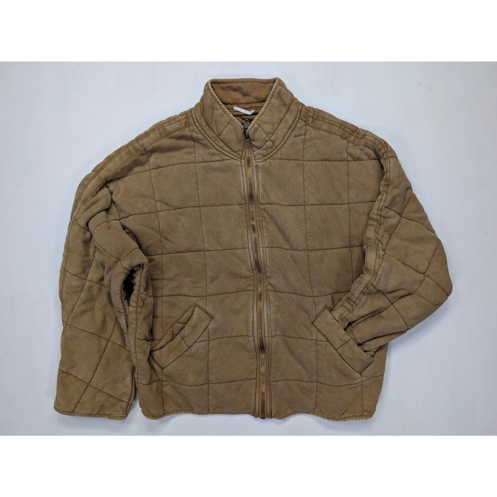Free People FP Movement Small Quilted Bomber Jacket Brown Zip Up Womens